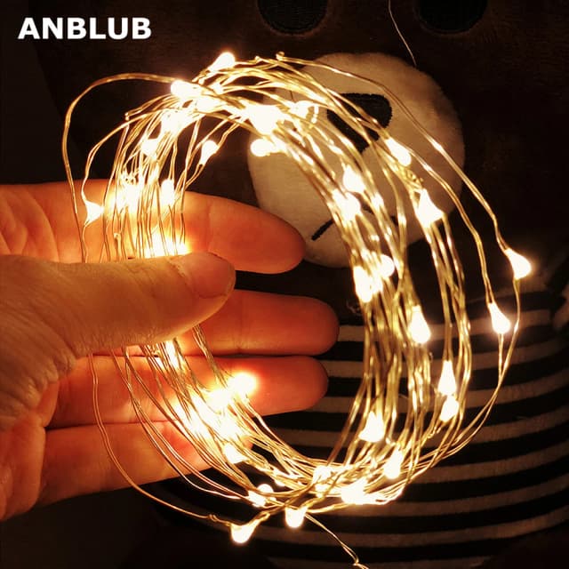 Guirnalda de luces LED de 2M, 5M, 10M, alambre plateado, guirnaldas navideñas, adorno, guirnalda de luces LED, adornos navideños para el hogar, habitación, árbol