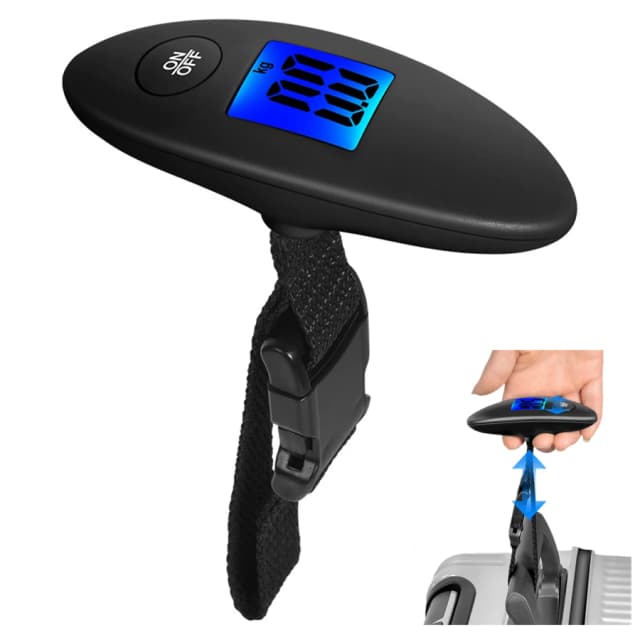 40kg/100g 휴대용 수하물 저울 블루 백라이트 여행용 디지털 행잉 스케일 웨빙 벨트 LCD 디지털 전자 수하물 저울