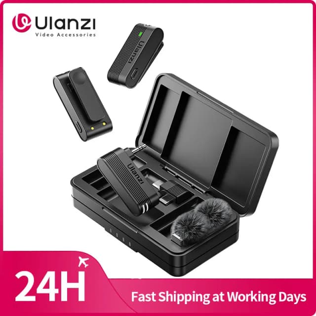 Ulanzi A100 무선 마이크 Lavalier MIC for iPhone 16 15 Pro(Max) 카메라 사운드 녹음 실시간 모니터링 J12 업그레이드