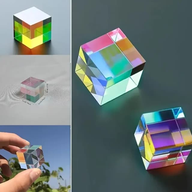 광학 유리 X 큐브 2 색 큐브: RGB 조합 빔 스플리터 프리즘, 교육 선물, 교실 물리학