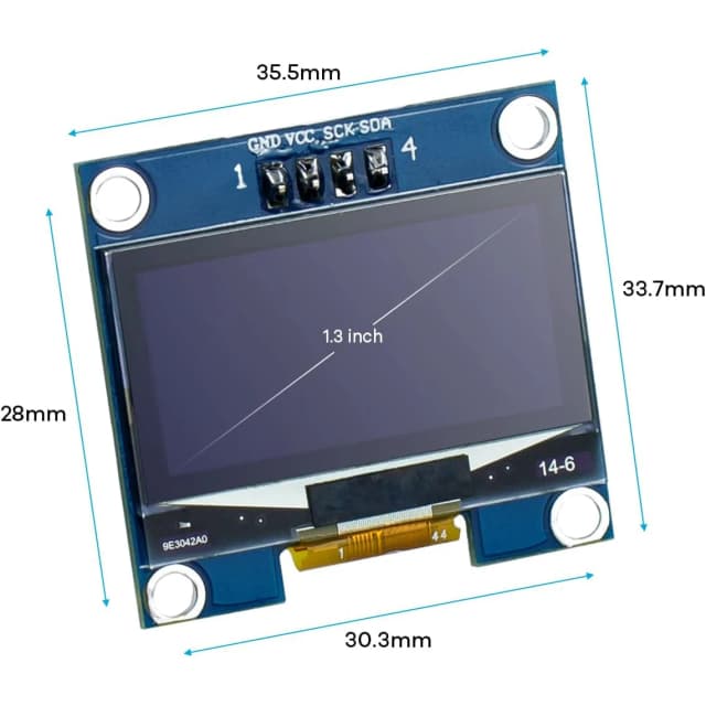 1.3인치 OLED 디스플레이 모듈 128x64 픽셀 IIC I2C OLED 스크린 CH1116 드라이버 자체 발광 디스플레이 보드 아두이노 라즈베리 파이용