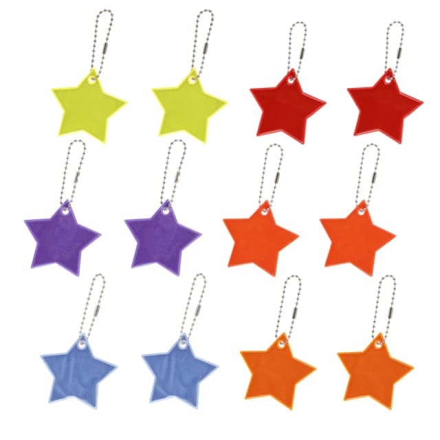 Safety Reflector Pendant Super Bright Stars Children's Pendant Keychain for School Bag Backpack Decoration (6 Colors)