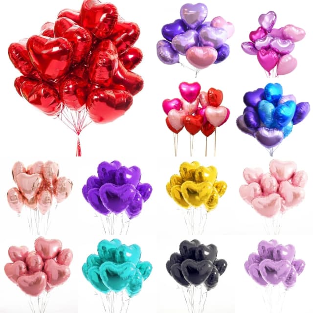 10pcs 18inch 하트 사랑 알루미늄 호일 풍선 기념일 결혼 결혼식 장식 파티 용품 DIY 배경 설정 장식품