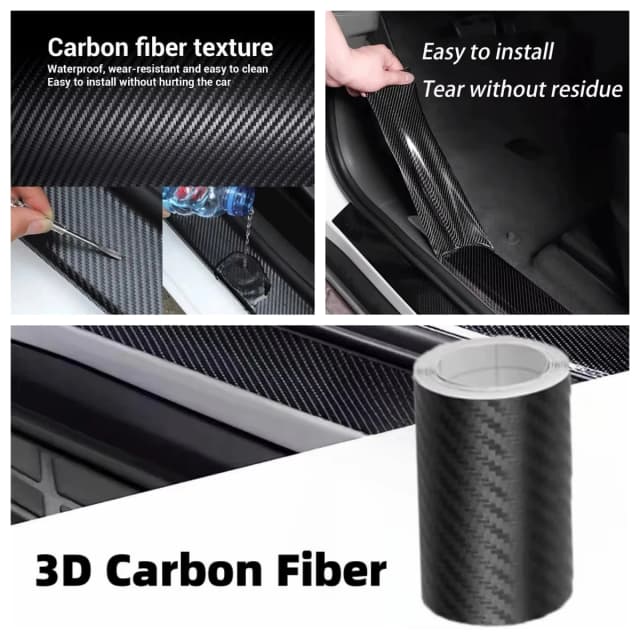 3D 탄소 섬유 자동차 스티커 붙여 넣기 보호기 스트립 DIY 자동차 보호 필름 자동 도어 씰 사이드 미러 안티 스크래치 테이프