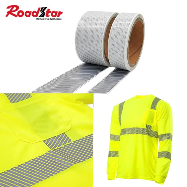 Roadstar High Silver Segmented Reflective Tape Heat Transfered Vinyl Film Iron On Garment DIY Sewing Accessories RS-733-DH