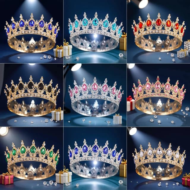 럭셔리 바로크 라인스톤 크라운 라운드 우아한 신부 웨딩 액세서리 휴일 파티 드레스 헤드웨어