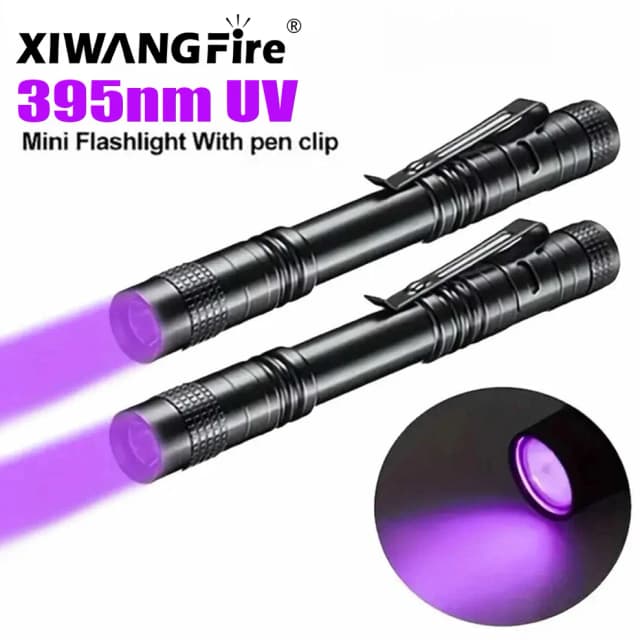 UV 손전등 395nm 자외선 토치 펜 클립 휴대용 AAA 배터리 보라색 빛 애완 동물 소변 전갈 감지기 UV 램프 사용