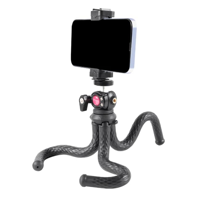 Ulanzi FT-01 Octopus 삼각대 1/4 ''나사 볼 헤드 콜드 슈 스마트 폰 클립 Selfie 스틱이있는 전화 SLR DSLR 카메라 용 유연한