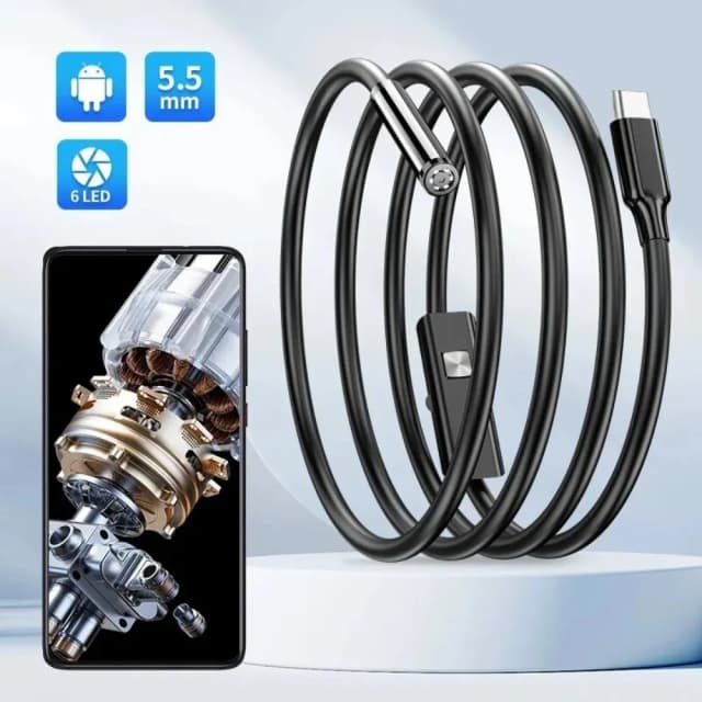 OTG 안드로이드 폰용 USB 내시경 5.5mm 내시경 검사 스네이크 카메라 IP67 방수(타입 C용 LED 조명 6개 포함)