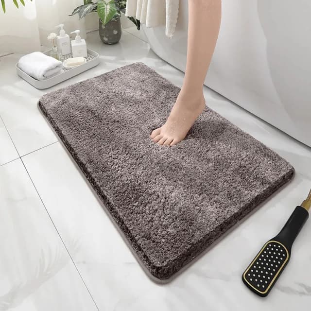 2PCS 부드럽고 편안한 두꺼운 플러시 바닥 매트, 욕실 바닥 깔개, 침실 카펫, 거실 매트, 수분 흡수 미끄럼 방지
