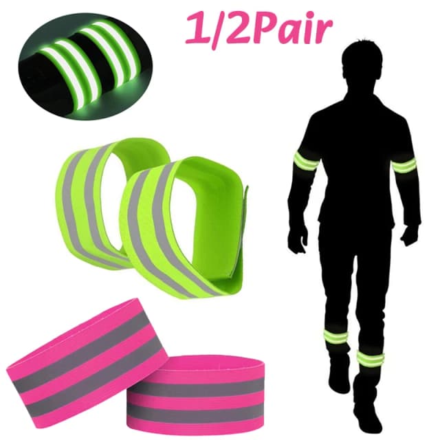 1/2pair Reflective Bands For Wrist Arm Ankle Leg High Visibility Reflective Strap Night Walking Cycling Running Safety Reflector