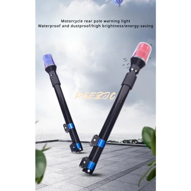 Outdoor Patrol Electric Bike Motorcycle Rear Pole Light LED Warning 12V Long Pole Red Blue Flashing Warning Light