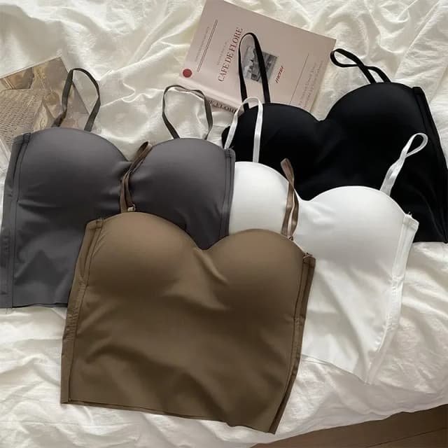 단색 홀터 탑 착용 스포츠 조끼, 섹시한 슬림 보터밍 셔츠, 심리스 아우터 조끼 브래지어, 핫 걸스