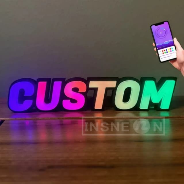 맞춤형 3D LED 컬러 글자 스마트 제어 개인 맞춤형 조명 사인 전면 조명 LED 아크릴 벽 장식 (비즈니스 또는 가정용)