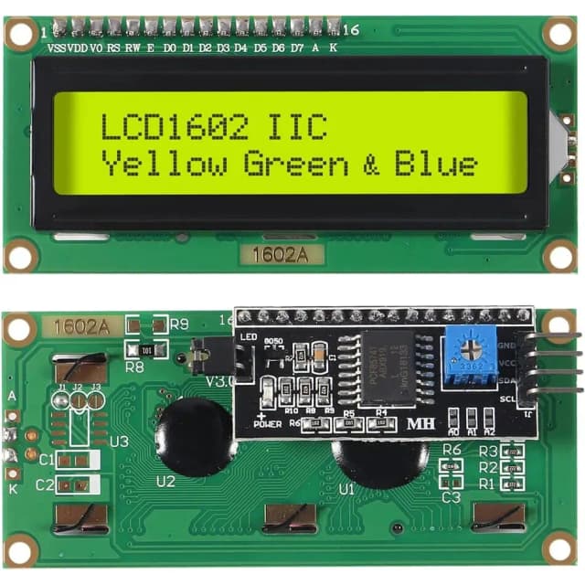 LCD1602 1602 LCD 모듈 Arduino 용 IIC I2C 직렬 인터페이스 어댑터 모듈이있는 파란색/녹색 화면 16x2 문자 LCD 디스플레이