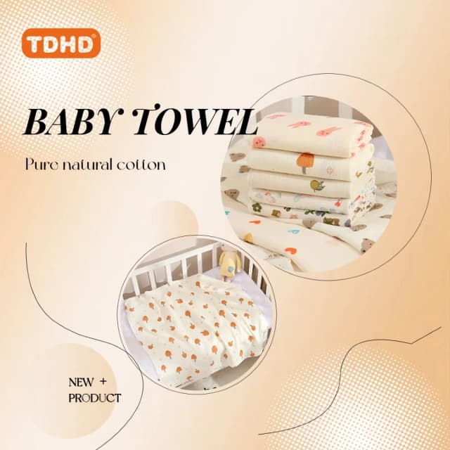 신생아를 위한 TDHD 소프트 접이식 스와들 블랭킷 - 가벼운 베이지색 친화적인 면, 목욕 시간 및 껴안기에 적합, 주름진 질감