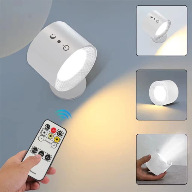 Led 더블 헤드 벽 램프 터치 컨트롤 원격 360 회전식 USB 충전 침실 독서 램프에 대 한 무선 휴대용 밤 빛