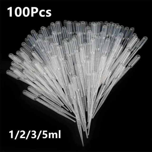 100 개/몫 실험실 피펫 1ml 2ml 3ml 5ml 플라스틱 일회용 졸업 컨테이너 액체 Dropper 장비 밀짚 메이크업 도구