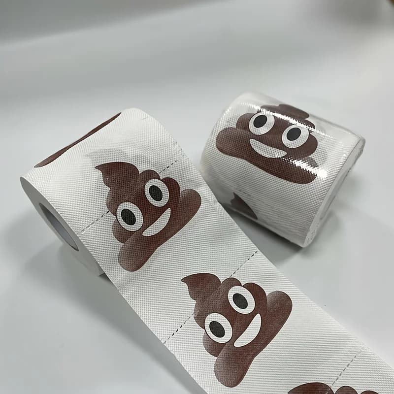 재미있는 패턴 변기 종이 롤, 3 층 연속 롤, 조각, 인쇄, 접이식, 기발한 배설물 디자인, 표백제 없음, 1 개