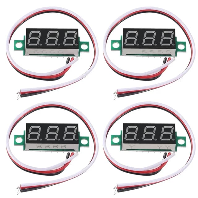 4pcs 디지털 미니 디지털 전압계 0.28 인치 3 라인 0-100V 디지털 전압계 게이지 테스터 LED 디스플레이 패널 전압계