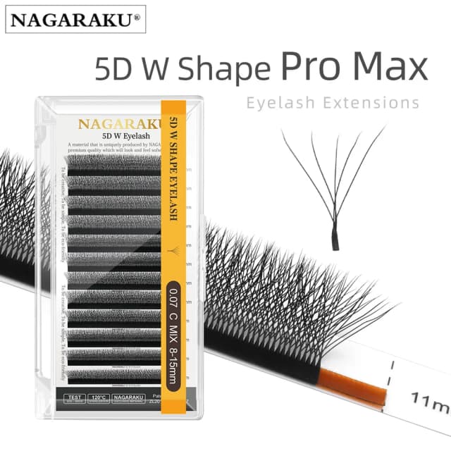 NAGARAKU 5D W 모양 빅 번들 속눈썹 연장 메가 볼륨 미리 만들어진 팬 속눈썹 슈퍼 소프트 풀 촘촘 속눈썹
