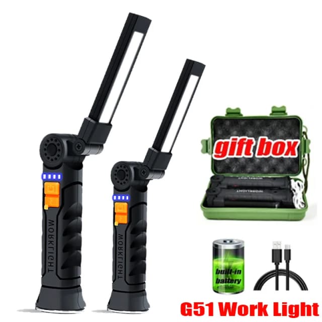다기능 G51 작업 빛 휴대용 Led 충전식 빛 방수 캠핑 라이트 자석 손전등 내장 배터리