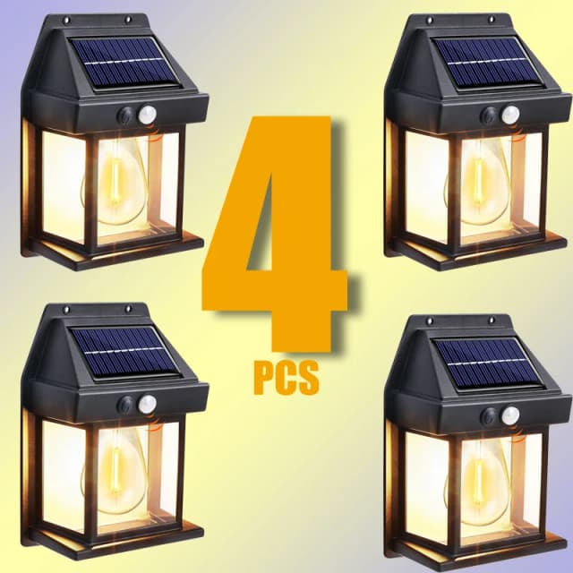 모션 센서와 태양열 전원 방수 야외 벽 조명 텅스텐 필라멘트 정원 마당 장식 LED 램프 3 모드 1-4Pcs