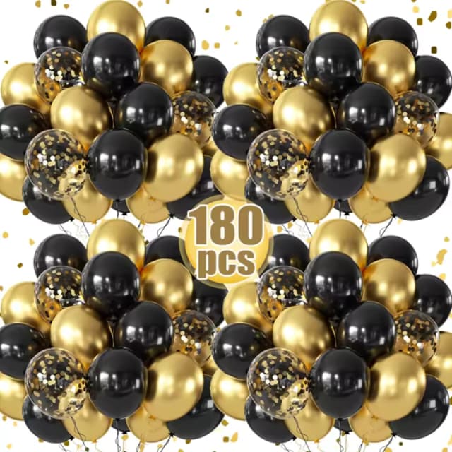 180/15pcs 라텍스 풍선 반짝 이는 스팽글 블랙 골드 풍선 웨딩 파티 생일 크리스마스 홈 장식 용품