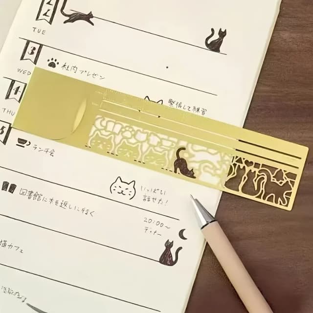 1 PC 귀여운 고양이 책갈피 - 일기/플래너/메모용 양면 자, 창의적인 문구 선물