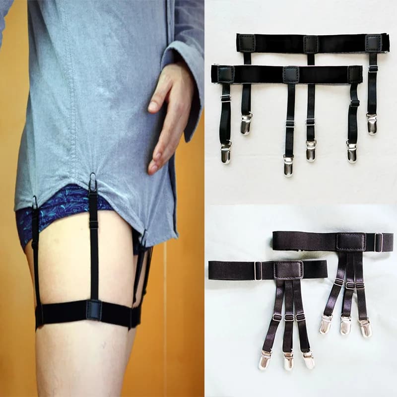 남자를위한 셔츠 홀더 스트랩 옷걸이에 대 한 2PCS 멜빵 여자 바지 멜빵 교정기 전술 스타킹 벨트 DB05