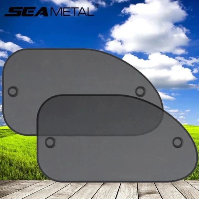 SEAMETAL 2PCS 자동차 창 차양 커버 태양 방패 UV 보호 자동 전면 후면 블랙 창 커튼 여름 자동차 액세서리
