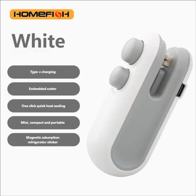 홈피쉬 미니 휴대용 식품 열 밀봉기, USB 충전식 열 밀봉기, 보관 가방, 플라스틱 포장, 식품 밀봉기, 클립 백