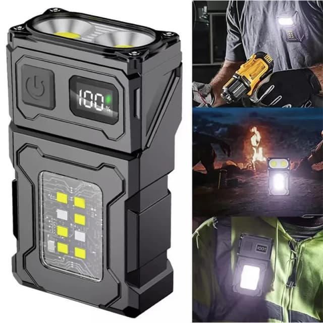 미니 USB 충전식 LED 손전등 휴대용 꼬리 자석 손전등 슈퍼 밝은 캠핑 랜턴 사이드 COB 비상 조명
