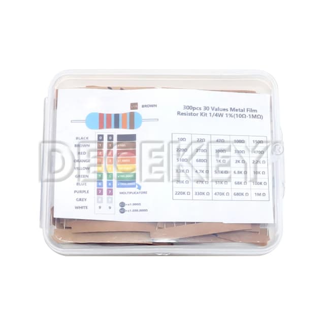 300Pcs 600Pcs 1/4W 금속 필름 저항기 키트 세트 30 값 저항기 팩, 10ohm ~1M 저항 1% 저항기 세트