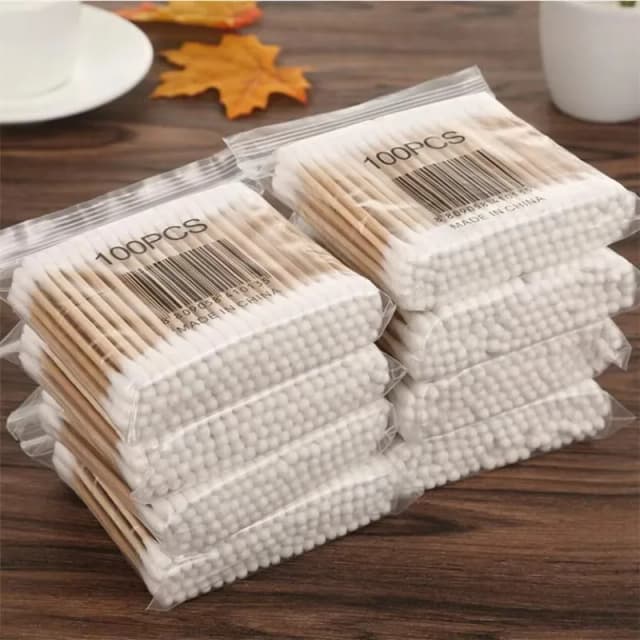 500pcs 더블 헤드 나무 면봉 코 귀 청소 여성 메이크업 도구 Lipstik 면봉 팁 스틱 Bastoncillos Oidos