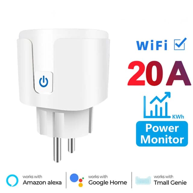 스마트 소켓 EU 20A Wifi 스마트 플러그(전력 모니터링 포함) 스마트 홈 음성 제어 지원 Google Assistant Alexa Alice